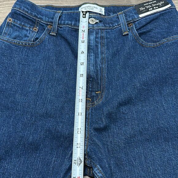 Abercrombie & Fitch The 90’s Straight Ultra High Rise Blue Jeans Curve Love 29 - Picture 10 of 12